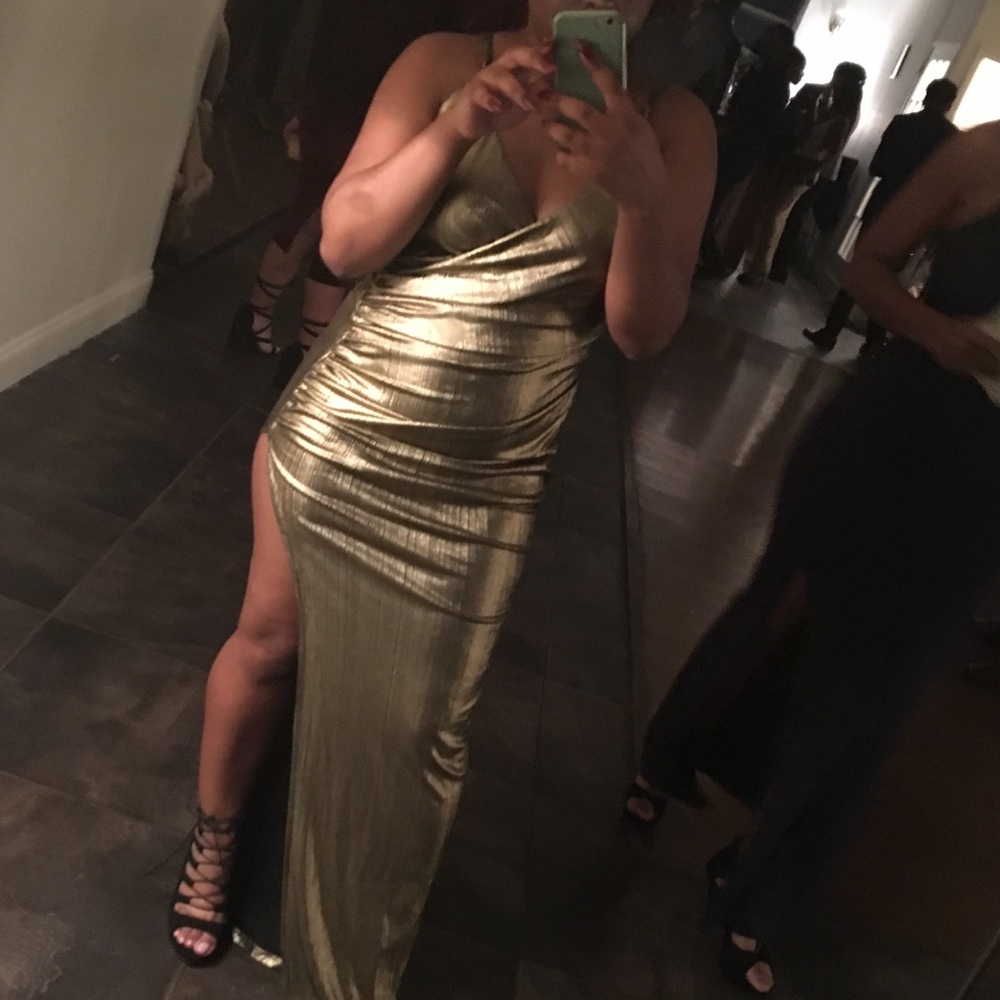 Gold evening dress